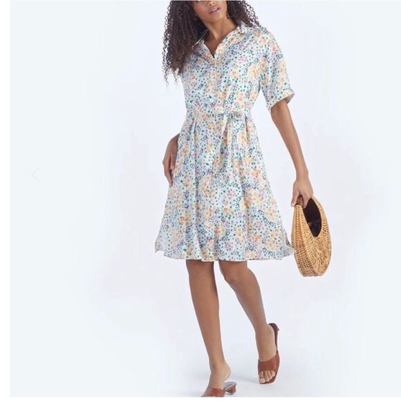 Summersalt The Do It All Belted Shirtdress in Wildflower Fields Print Size XL - Picture 5 of 13